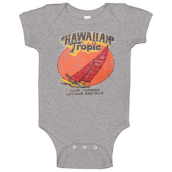 Hawaiian Tropic Dark Tanning  Oil 80s Vintage Distressed Fan Baby One 