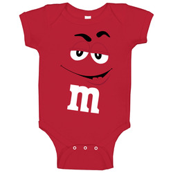 Red M&m Big Face Funny Halloween Costume Baby One Piece