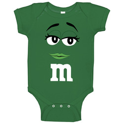 Green M&m Big Face Funny Halloween Costume Baby One Piece