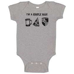 Porsche Simple Man Beer Pizza Car Logo Driving Fan Baby One Piece