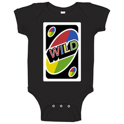 Wild Uno Card Game Fan Halloween Fancy Dress Baby One Piece
