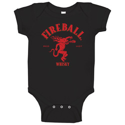 Fireball Cinnamon Whiskey Logo Label Drinking Baby One Piece