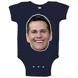 Tom Brady Face Head Cut Out Baby One Piece