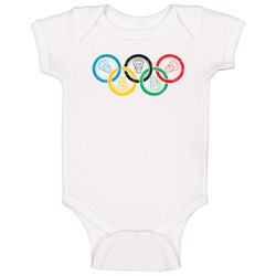 Beer Olympics Funny Can Rings Parody Distressed Baby One Piece