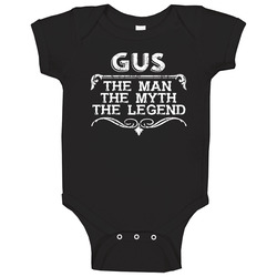 Gus Man Myth Legend Vintage Grunge Style Cool Name Baby One Piece