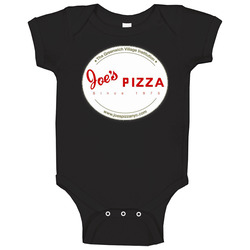 Joe's Pizza Pizza Restaurant Foodie Tour Brand Logo Fan Baby One 