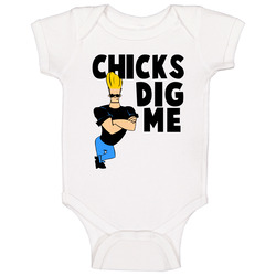 Johnny Bravo Chicks Dig Me Vintage Cartoon Lovers Baby One Piece