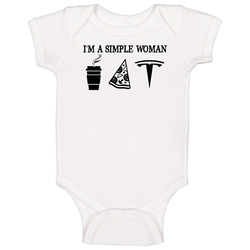 Tesla Simple Woman Coffee Pizza Car Logo Driving Fan Baby One Piece