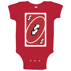 Reverse Red Uno Card Game Fan Halloween Fancy Dress Baby One Piece