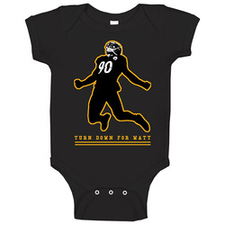 Turn Down For Tj Watt Fan Silhoutte Baby One Piece