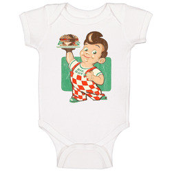 Big Boy Burger Retro Restaurant Logo Poster Foodie Fan Baby One Piece