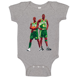 Shawn Kemp And Gary Payton Illustrated Distressed Baby One Piece