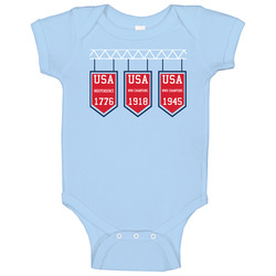 Usa World War Back To Back Champion Banner Baby One Piece