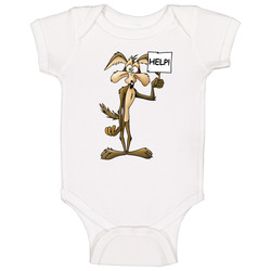 Wile E Coyote Cartoon Help Sign Tv Show Fan Baby One Piece
