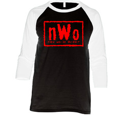 Nwo New World Order Professional Wrestling Stable Fan Raglan 3/4 Sleeve Shirt