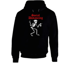 Social Distancing Distortion Rock Band Logo Parody Hoodie