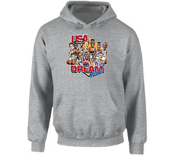 Usa Dream Team Retro Caricature Basketball Hoodie