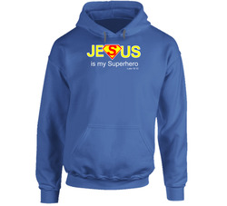 Jesus Is My Superhero Royal Blue Hoodie