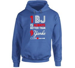 1 Bj Is Always Better Than 9 Yanks Blue Jays Toronto Baseball Jeter Hoodie