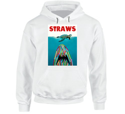 Straws Jaws Poster Parody Save The Turtles Hoodie