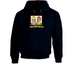 Nintendo Funny Humor Princess Two Girls One Up Video Game Hoodie