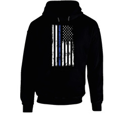 Thin Blue Line American Flag Law Enforcement Appreciation Hoodie