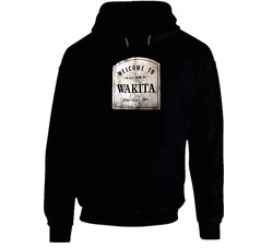 Welcome To Wakita Town Sign Twister Movie Distressed Faded Look Dark Hoodie