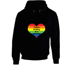 You're Looking At A Rainbow Heart Pregnancy Hoodie