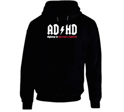 New Adhd Acdc Funny Black Hoodie