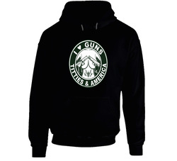 I Love Guns, Titties And America Black Round Neck Hoodie