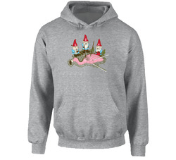 Gnomes Kill Bird Flamingo Funny Cartoon Hoodie