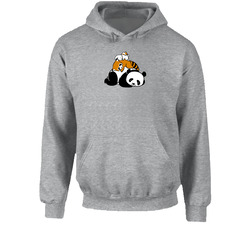 Cuddling Pile Of Napping Loving Panda Raccoon Bunny Pig In Hoodie