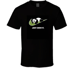 A panda bear Just Chew IT swoosh parody Just do it T Shirt