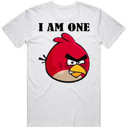 Angry Birds Video Game I Am One Angry Bird Retro Graphic Unisex Cotton White Classic T Shirt