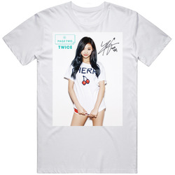 Twice Cheer Up Tzuyu Signed Kpop  Tee Retro Graphic Unisex Cotton White Classic T Shirt