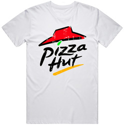 Pizza Hut Fast Food Restaurant Distressed Look Retro Graphic Unisex Cotton White Classic T Shirt