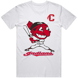 Cleveland Indians Baseball Chief Wahoo Vintage Retro Graphic Unisex Cotton White Classic T Shirt