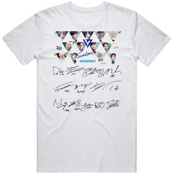 Seventeen Kcon All Member Sign Kpop T-shirt Tee t shirts very nice Retro Graphic Unisex Cotton White Classic T Shirt