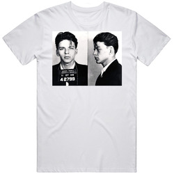 Frank Sinatra Retro Arrested Celebrity Mugshot Vintage Grunge Look Retro Graphic Unisex Cotton White Classic T Shirt