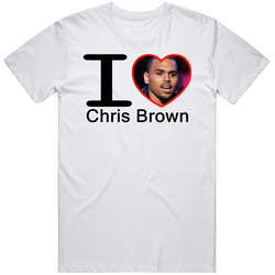 I Heart Love Chris Brown Retro Graphic Unisex Cotton White Classic T Shirt