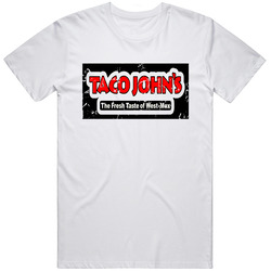 Taco Johns Fast Food Restaurant Distressed Look Retro Graphic Unisex Cotton White Classic T Shirt