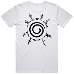 Naruto Anime Manga Nine Tails Seal Retro Graphic Unisex Cotton White Classic T Shirt