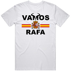 Rafael Nadal Vamos Rafa Spanish Flag Favorite Tennis Player Fan Retro Graphic Unisex Cotton White Classic T Shirt