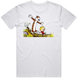 Calvin And Hobbes  8 Retro Graphic Unisex Cotton White Classic T Shirt