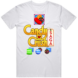 New Candy Crush Saga Apple Iphone Samsung Galaxy White Retro Graphic Unisex Cotton White Classic T Shirt