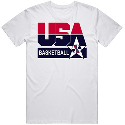 Usa Basketball Logo Retro Graphic Unisex Cotton White Classic T Shirt