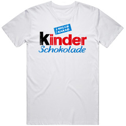Kinder Schokolade Logo Popular Chocolate Egg Sweets Dessert Brand Food Fan Gift Retro Graphic Unisex Cotton White Classic T Shirt