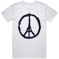 Eiffel Tower Peace Symbol Retro Graphic Unisex Cotton White Classic T Shirt