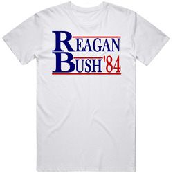 Reagan Bush 84 Campaign Politics Republican Retro Graphic Unisex Cotton White Classic T Shirt