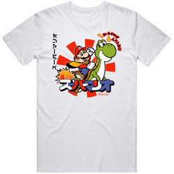 Super Mario Japanese  Retro Video Game Retro Graphic Unisex Cotton White Classic T Shirt